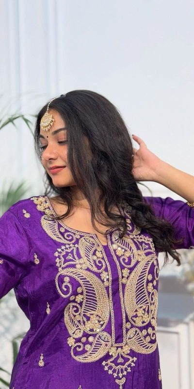 BE 352 Purple Color Chinon Cording Sequence Embroidery Work Salwar Suit Casual, Wedding, Festive, Events . Expected Delivery  4-6 Working Days @1699/- only      | Jump Suits, Salwar suit, Casual Suits, Creative suits, Designer Suits, Palazzo Suits, Party Wear Suits, Patiala Suits, Straight Suits