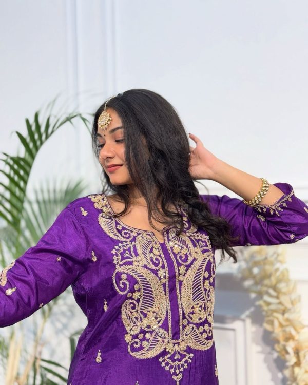 BE 352 Purple Color Chinon Cording Sequence Embroidery Work Salwar Suit Casual, Wedding, Festive, Events . Expected Delivery  4-6 Working Days @1699/- only      | Jump Suits, Salwar suit, Casual Suits, Creative suits, Designer Suits, Palazzo Suits, Party Wear Suits, Patiala Suits, Straight Suits