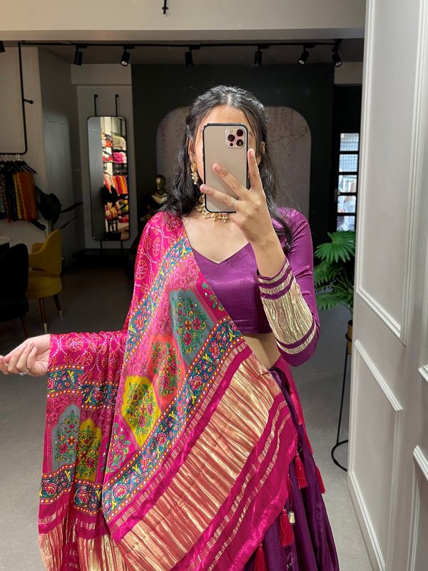 LNB 1653 Purple Color Gaji Silk Dyeing With Lagdi patta Lehenga Choli Wedding, Party, Festive, Events Etc. Delivery 4-6 Working Days Rs 3499 | Lehenga, Bollywood Lehenga, Creative Lehenga, Designer Lehenga, Embroidered Lehenga, Party Wear Lehenga
