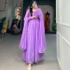 YNF 5102 Purple Color Georgette Plain Sequins Embroidery Lace Gown Casual, Wedding, Festive, Events . Expected Delivery  4-6 Working Days @1749/- only      | Gowns, Bollywood Gowns, Creative Gowns, Designer Gowns, Embroidered Gowns, Party Wear Gowns