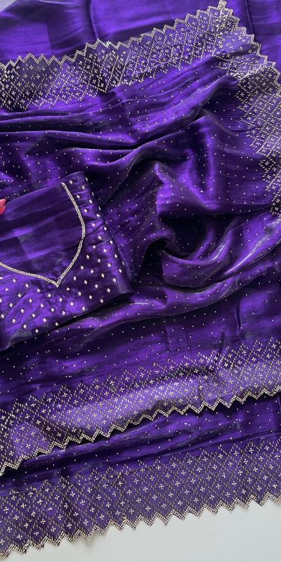 DF 3467 Purple Color Jimmy Choo Full Zarkhan Diamond Work Saree Casual, Wedding, Festive, Events . Expected Delivery  4-6 Working Days @2099/- only                                                                                | Sarees, Bollywood Sarees, Creative Sarees, Designer Sarees, Embroidered Sarees, Ethnic Saree, Modern Digital sarees, Party Wear Sarees