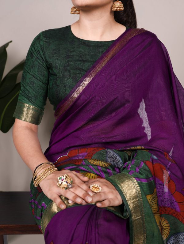 YNF 7036 Purple Color Polyester Chanderi Printed Zari Weaving Work Saree Casual, Wedding, Festive, Events . Expected Delivery  4-6 Working Days @1499/- only                                                                                | Sarees, Bollywood Sarees, Creative Sarees, Designer Sarees, Embroidered Sarees, Ethnic Saree, Modern Digital sarees, Party Wear Sarees