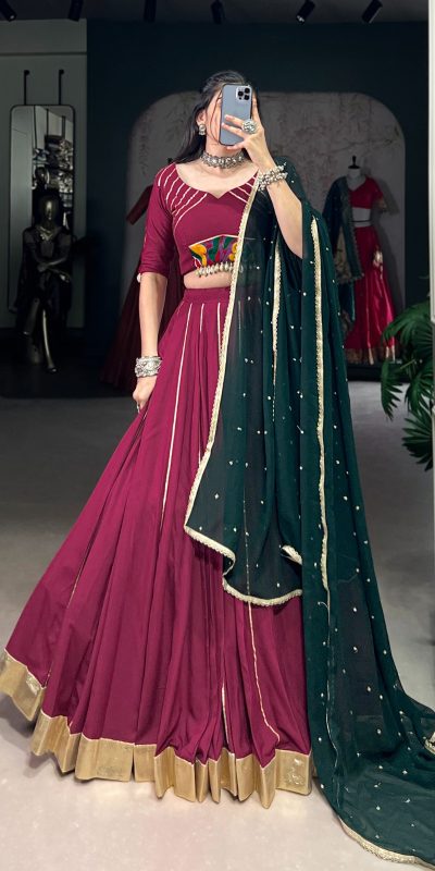 LNB 1655 Purple Color Pure Rayon Embossed Design Gotta Patti Lace Lehenga Choli Wedding, Party, Festive, Events Etc. Delivery 4-6 Working Days Rs 2799 | Lehenga, Bollywood Lehenga, Creative Lehenga, Designer Lehenga, Embroidered Lehenga, Party Wear Lehenga