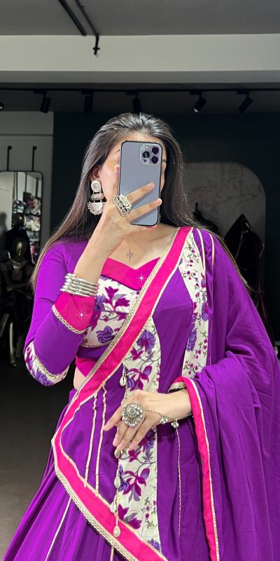 LNB 1618 Purple Color Printed And Original Mirror Hand Work With Lace Lehenga Choli Wedding, Party, Festive, Events Etc. Delivery 4-6 Working Days Rs 4249 | Lehenga, Bollywood Lehenga, Creative Lehenga, Designer Lehenga, Embroidered Lehenga, Party Wear Lehenga