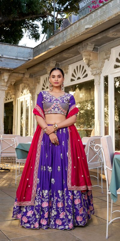 LNB 1414 Purple Color Vichitra Silk Sequins and Thread Embroidery Work Lehenga Choli Wedding, Party, Festive, Events Etc. Delivery 4-6 Working Days Rs 3399 | Lehenga, Bollywood Lehenga, Creative Lehenga, Designer Lehenga, Embroidered Lehenga, Party Wear Lehenga