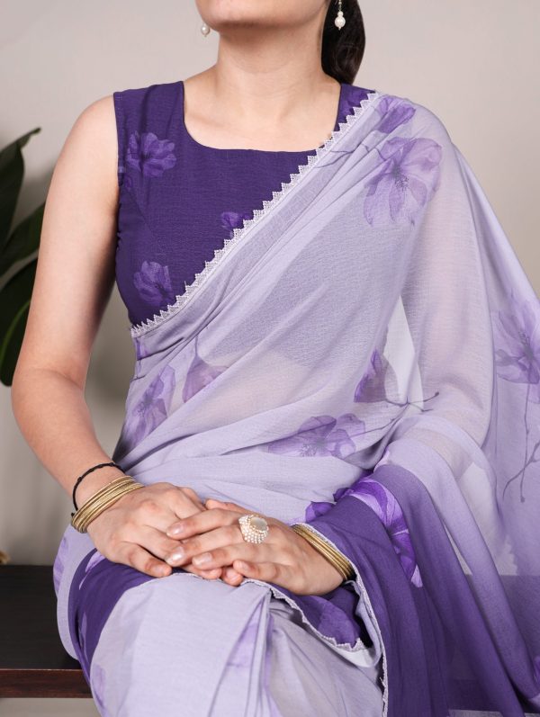 YNF 7038 Purple Color Weightless Marbal Floral Printed Lace Border Saree Casual, Wedding, Festive, Events . Expected Delivery  4-6 Working Days @1549/- only                                                                                | Sarees, Bollywood Sarees, Creative Sarees, Designer Sarees, Embroidered Sarees, Ethnic Saree, Modern Digital sarees, Party Wear Sarees
