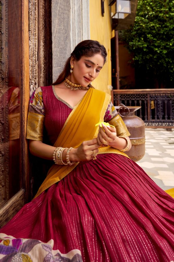 LNB 1242 Red Color Poly Chanderi Kalamkari Printed Zari Weaving Work Lehenga Choli Wedding, Party, Festive, Events Etc. Delivery 4-6 Working Days Rs 1899 | Lehenga, Bollywood Lehenga, Creative Lehenga, Designer Lehenga, Embroidered Lehenga, Party Wear Lehenga