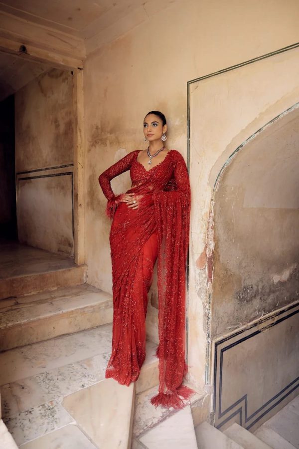 DF 3461 Red Color Butterfly Net 5mm Sequins Embroidery work Saree Saree Casual, Wedding, Festive, Events . Expected Delivery  4-6 Working Days @1799/- only                                                                                | Sarees, Bollywood Sarees, Creative Sarees, Designer Sarees, Embroidered Sarees, Ethnic Saree, Modern Digital sarees, Party Wear Sarees