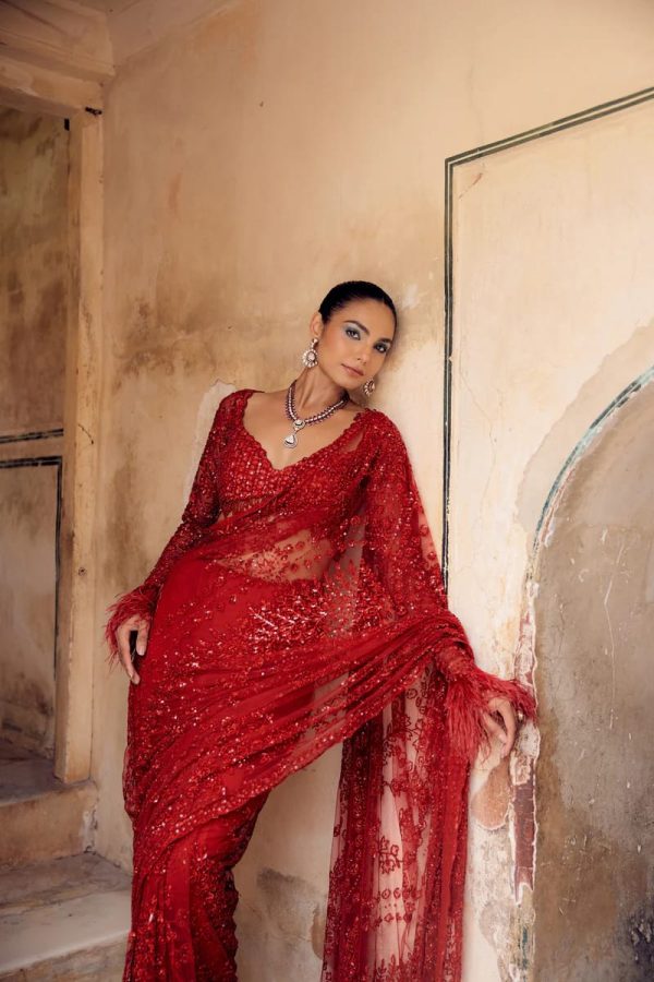 DF 3461 Red Color Butterfly Net 5mm Sequins Embroidery work Saree Saree Casual, Wedding, Festive, Events . Expected Delivery  4-6 Working Days @1799/- only                                                                                | Sarees, Bollywood Sarees, Creative Sarees, Designer Sarees, Embroidered Sarees, Ethnic Saree, Modern Digital sarees, Party Wear Sarees