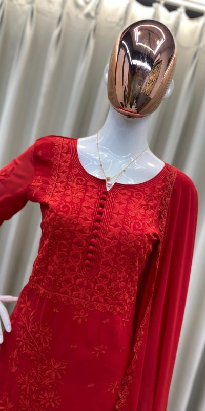 BE 354 Red Color Georgette With Embroidery Work Salwar Suit Casual, Wedding, Festive, Events . Expected Delivery  4-6 Working Days @1899/- only      | Jump Suits, Salwar suit, Casual Suits, Creative suits, Designer Suits, Palazzo Suits, Party Wear Suits, Patiala Suits, Straight Suits