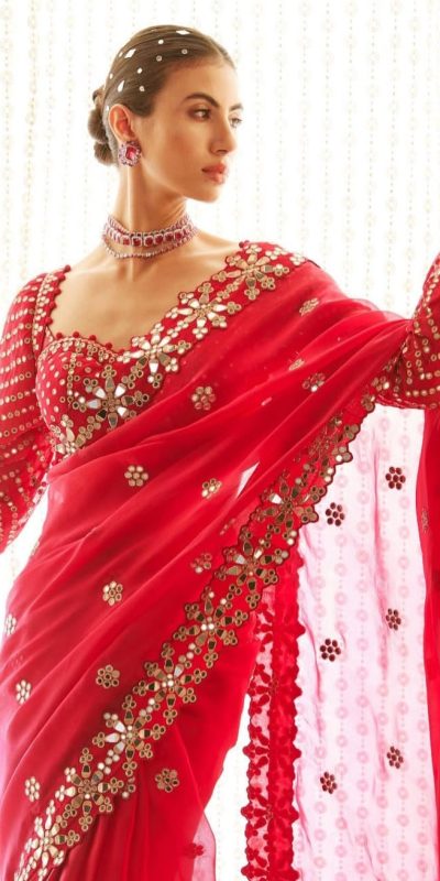 DF 3456 Red Color Heavy quality Faux Georgette Original Mirror Saree Casual, Wedding, Festive, Events . Expected Delivery  4-6 Working Days @2099/- only                                                                                | Sarees, Bollywood Sarees, Creative Sarees, Designer Sarees, Embroidered Sarees, Ethnic Saree, Modern Digital sarees, Party Wear Sarees
