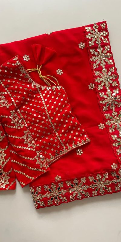 DF 3456 Red Color Heavy quality Faux Georgette Original Mirror Saree Casual, Wedding, Festive, Events . Expected Delivery  4-6 Working Days @2099/- only                                                                                | Sarees, Bollywood Sarees, Creative Sarees, Designer Sarees, Embroidered Sarees, Ethnic Saree, Modern Digital sarees, Party Wear Sarees