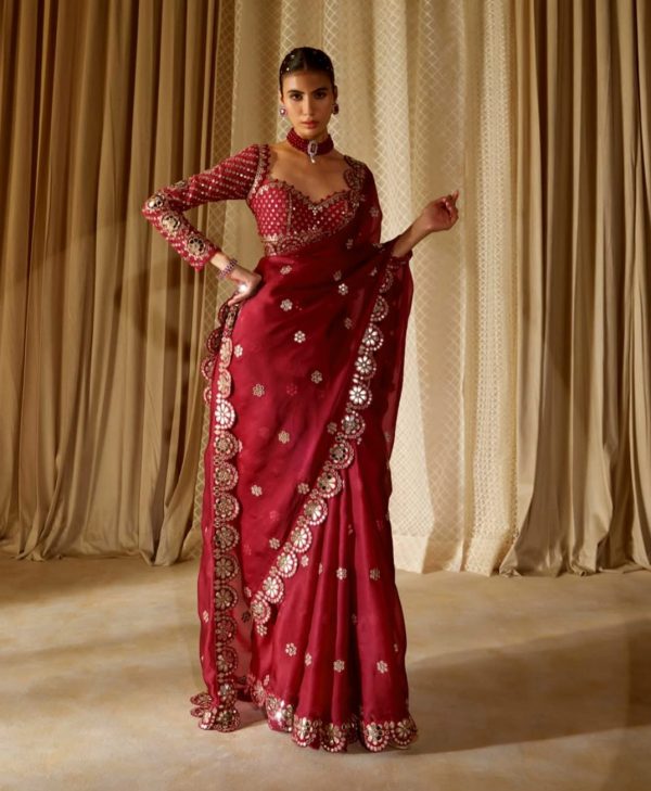DF 3457 Red Color Georgette Sequence Original Mirror Work Saree Casual, Wedding, Festive, Events . Expected Delivery  4-6 Working Days @2099/- only                                                                                | Sarees, Bollywood Sarees, Creative Sarees, Designer Sarees, Embroidered Sarees, Ethnic Saree, Modern Digital sarees, Party Wear Sarees