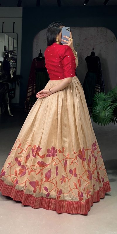 YNF 5027 Red Color Green Silk Printed Gown Casual, Wedding, Festive, Events . Expected Delivery  4-6 Working Days @1799/- only      | Gowns, Bollywood Gowns, Creative Gowns, Designer Gowns, Embroidered Gowns, Party Wear Gowns