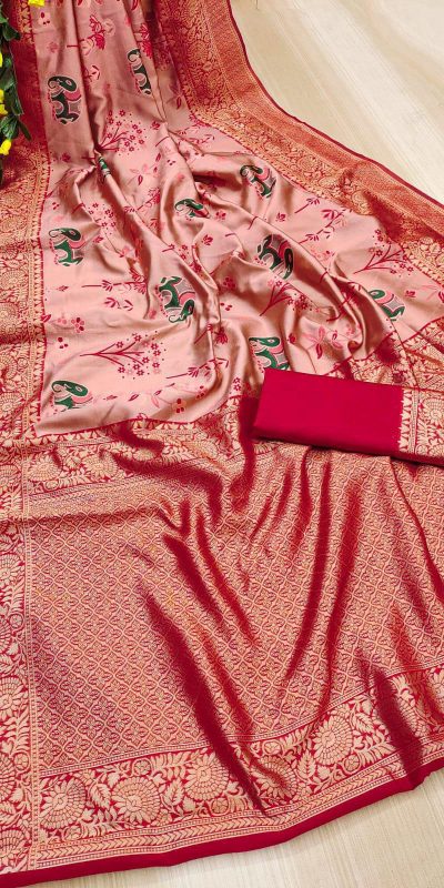 KP 6004 Red Soft Lichi Silk Jacquard Work With Designer Work Saree. Grab it for ₹1499. Delivery 4-6 Working Days. Shop now. | Sarees, Bollywood Sarees, Creative Sarees, Designer Sarees, Embroidered Sarees, Ethnic Saree, Modern Digital sarees, Party Wear Sarees