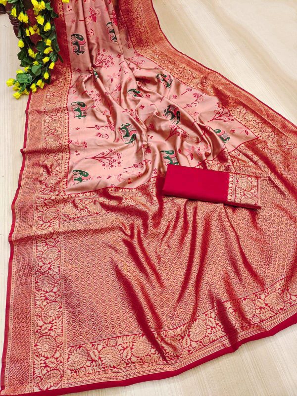 KP 6004 Red Soft Lichi Silk Jacquard Work With Designer Work Saree. Grab it for ₹1499. Delivery 4-6 Working Days. Shop now. | Sarees, Bollywood Sarees, Creative Sarees, Designer Sarees, Embroidered Sarees, Ethnic Saree, Modern Digital sarees, Party Wear Sarees