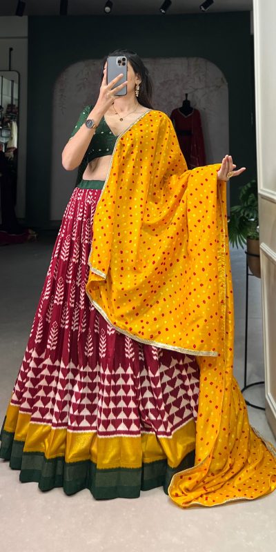 LNB 1200 Red Color Tushar Silk Print With Foil Work Lehenga Choli Wedding, Party, Festive, Events Etc. Delivery 4-6 Working Days Rs 3199 | Lehenga, Bollywood Lehenga, Creative Lehenga, Designer Lehenga, Embroidered Lehenga, Party Wear Lehenga