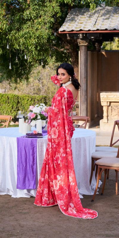 YNF 7010 Red Color Weightless Marbal Floral Printed Pearl Lace Saree Casual, Wedding, Festive, Events . Expected Delivery  4-6 Working Days @1599/- only                                                                                | Sarees, Bollywood Sarees, Creative Sarees, Designer Sarees, Embroidered Sarees, Ethnic Saree, Modern Digital sarees, Party Wear Sarees