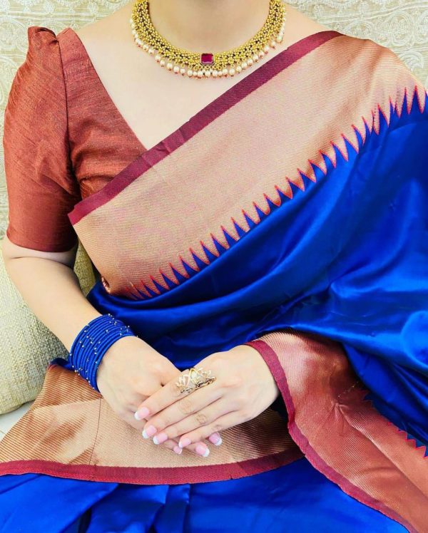 KP 3053 Royal Blue Soft Lichi Silk With Lace Jacquard Border Saree Work. Grab it for ₹1449. Delivery 4-6 Working Days. Shop now. | Sarees, Bollywood Sarees, Creative Sarees, Designer Sarees, Embroidered Sarees, Ethnic Saree, Modern Digital sarees, Party Wear Sarees