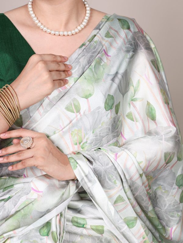 YNF 7054 Sea Green Color Satin Silk Floral Printed Saree Casual, Wedding, Festive, Events . Expected Delivery  4-6 Working Days @1549/- only                                                                                | Sarees, Bollywood Sarees, Creative Sarees, Designer Sarees, Embroidered Sarees, Ethnic Saree, Modern Digital sarees, Party Wear Sarees