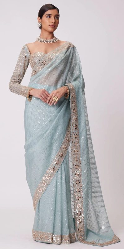 DF 3431 Sky Blue Color Faux Georgette Heavy 5mm Sequence Work Saree Casual, Wedding, Festive, Events . Expected Delivery  4-6 Working Days @1759/- only                                                                                | Sarees, Bollywood Sarees, Creative Sarees, Designer Sarees, Embroidered Sarees, Ethnic Saree, Modern Digital sarees, Party Wear Sarees