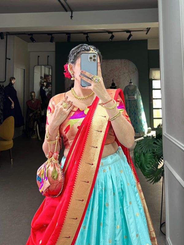 LNB 2006 Sky Blue Color Jacquard Silk Weaving Zari Work Lace Touch Up Lehenga Choli Wedding, Party, Festive, Events Etc. Delivery 4-6 Working Days Rs 3499 | Lehenga, Bollywood Lehenga, Creative Lehenga, Designer Lehenga, Embroidered Lehenga, Party Wear Lehenga