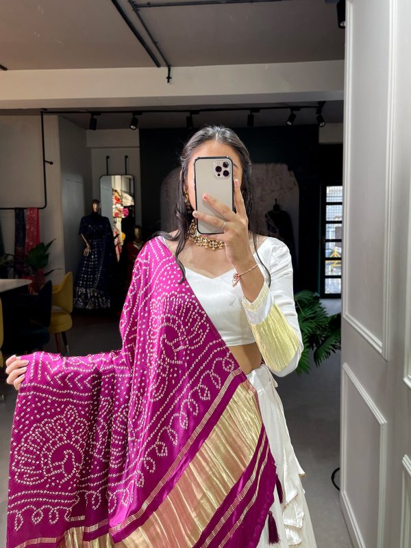 LNB 1653 White Color Gaji Silk Dyeing With Lagdi patta Lehenga Choli Wedding, Party, Festive, Events Etc. Delivery 4-6 Working Days Rs 3499 | Lehenga, Bollywood Lehenga, Creative Lehenga, Designer Lehenga, Embroidered Lehenga, Party Wear Lehenga