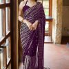 DF 3451 Wine Color Faux Georgette 5mm Sequence Embroidery Work Saree Casual, Wedding, Festive, Events . Expected Delivery  4-6 Working Days @1799/- only                                                 | Sarees, Bollywood Sarees, Creative Sarees, Designer Sarees, Embroidered Sarees, Ethnic Saree, Modern Digital sarees, Party Wear Sarees