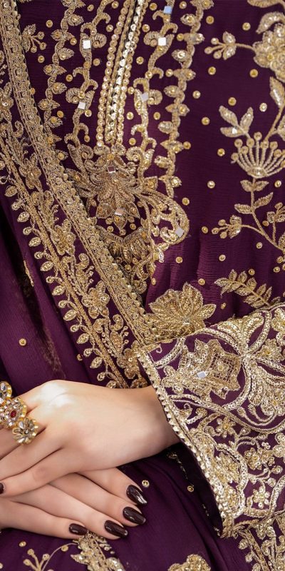 LG 1986 Wine Color Georgette Sequence Embroidery Work Salwar Suit Casual, Wedding, Festive, Events . Expected Delivery  4-6 Working Days @2049/- only      | Jump Suits, Salwar suit, Casual Suits, Creative suits, Designer Suits, Palazzo Suits, Party Wear Suits, Patiala Suits, Straight Suits