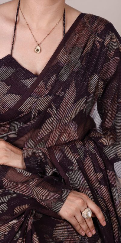 YNF 7052 Wine Color Lurex Brasso Floral Viscose Brasso Saree Casual, Wedding, Festive, Events . Expected Delivery  4-6 Working Days @1799/- only                                                                                | Sarees, Bollywood Sarees, Creative Sarees, Designer Sarees, Embroidered Sarees, Ethnic Saree, Modern Digital sarees, Party Wear Sarees