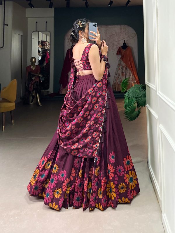 LNB 1232 Wine Color Tasar Silk Floral Print With Foil Work Lehenga Choli Wedding, Party, Festive, Events Etc. Delivery 4-6 Working Days Rs 2149 | Lehenga, Bollywood Lehenga, Creative Lehenga, Designer Lehenga, Embroidered Lehenga, Party Wear Lehenga