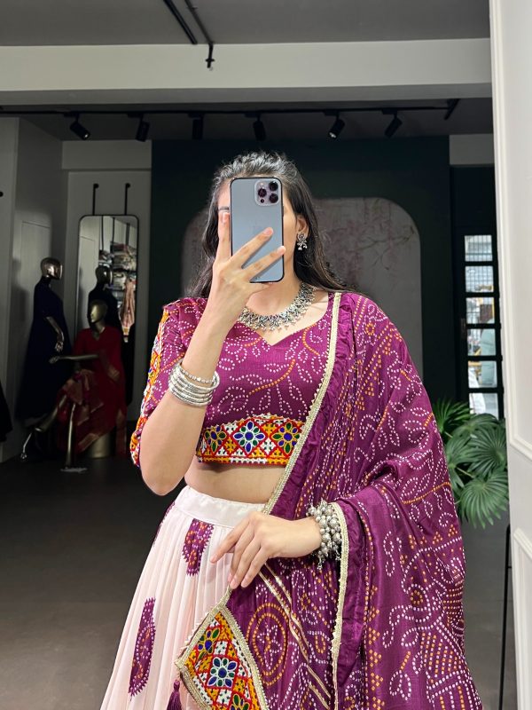 LNB 1736 Wine Color Tasar Silk Bandhej Print And Gamthi Work Lehenga Choli Wedding, Party, Festive, Events Etc. Delivery 4-6 Working Days Rs 3499 | Lehenga, Bollywood Lehenga, Creative Lehenga, Designer Lehenga, Embroidered Lehenga, Party Wear Lehenga