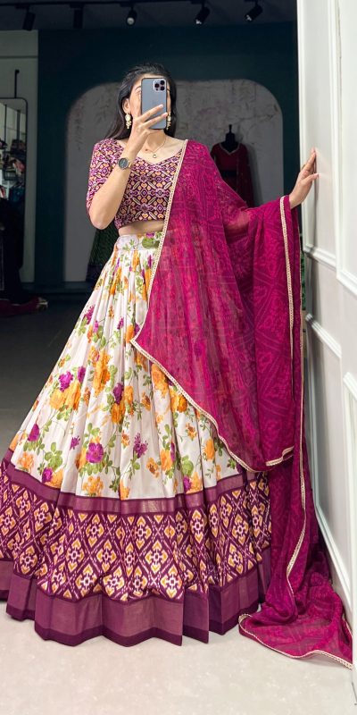 LNB 1689 Wine Color Tussar Silk Floral And Patola Print With Foil Work Lehenga Choli Wedding, Party, Festive, Events Etc. Delivery 4-6 Working Days Rs 2099 | Lehenga, Bollywood Lehenga, Creative Lehenga, Designer Lehenga, Embroidered Lehenga, Party Wear Lehenga