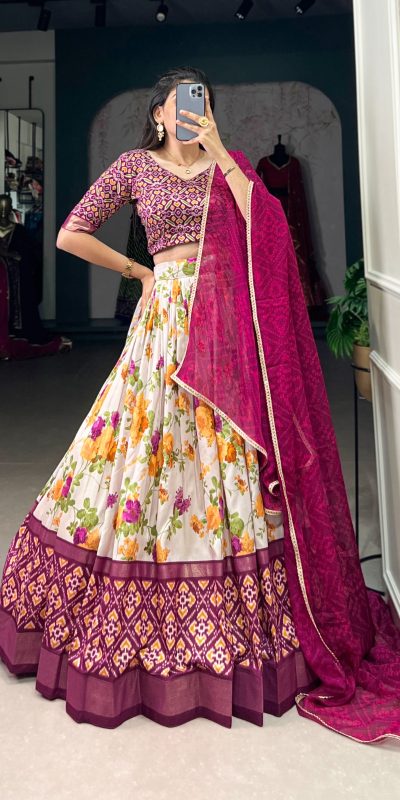 LNB 1689 Wine Color Tussar Silk Floral And Patola Print With Foil Work Lehenga Choli Wedding, Party, Festive, Events Etc. Delivery 4-6 Working Days Rs 2099 | Lehenga, Bollywood Lehenga, Creative Lehenga, Designer Lehenga, Embroidered Lehenga, Party Wear Lehenga