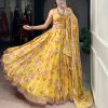 LNB 1672 Yellow Color Chiffon Floral Print Foil Print Embossed Design Lehenga Choli Wedding, Party, Festive, Events Etc. Delivery 4-6 Working Days Rs 3499 | Lehenga, Bollywood Lehenga, Creative Lehenga, Designer Lehenga, Embroidered Lehenga, Party Wear Lehenga