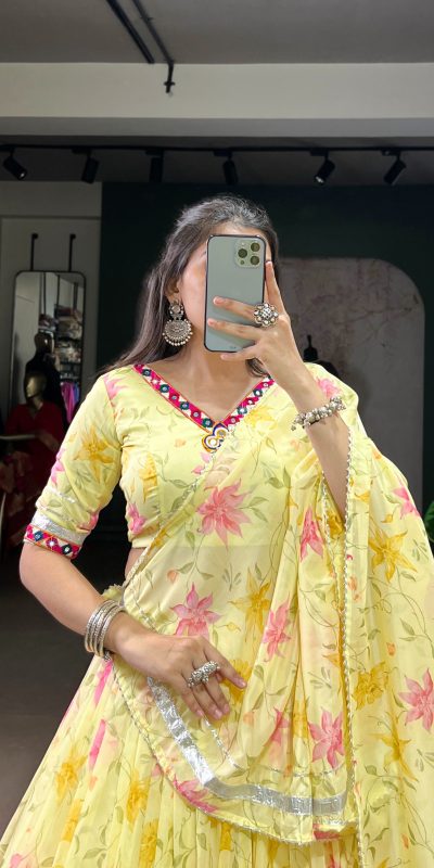 LNB 1716 Yellow Color Tabby Silk Floral Print Embossed Design Lace Lehenga Choli Wedding, Party, Festive, Events Etc. Delivery 4-6 Working Days Rs 2499 | Lehenga, Bollywood Lehenga, Creative Lehenga, Designer Lehenga, Embroidered Lehenga, Party Wear Lehenga