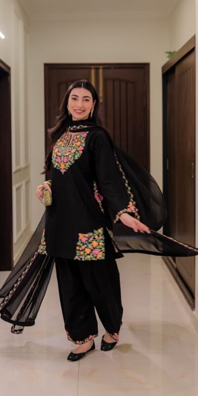 BE 402 Black in Crape Silk Embroidery Work Salwar Suit . Wedding, Party, Festive, Events, Grab it for ₹1999. Delivery 4-6 Working Days. Shop now. | Jump Suits, Salwar suit, Casual Suits, Creative suits, Designer Suits, Palazzo Suits, Party Wear Suits, Patiala Suits, Straight Suits