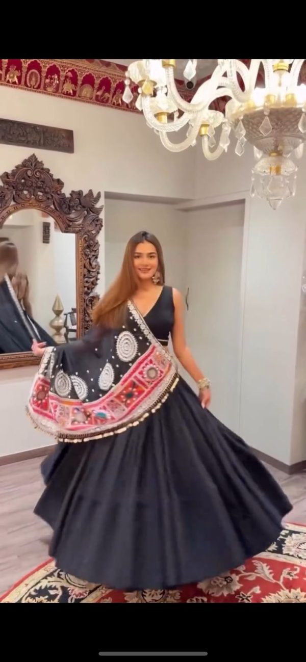 BE 393 Black Crape Silk Lehenga Choli Perfect for Wedding, Party, Engagement, Anniversary, Traditional Day Get it for ₹1999. Delivery 4-6 Working | Lehenga, Bollywood Lehenga, Creative Lehenga, Designer Lehenga, Embroidered Lehenga, Party Wear Lehenga