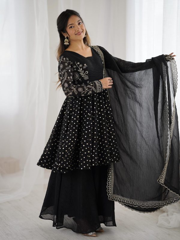 ZSR 3134 Black Crunchy Silk Salwar Suit Perfect for Wedding, Party, Sangeet, Anniversary, Housewarming Introductory Price ₹2399. Delivery 4-6 | Jump Suits, Salwar suit, Casual Suits, Creative suits, Designer Suits, Palazzo Suits, Party Wear Suits, Patiala Suits, Straight Suits
