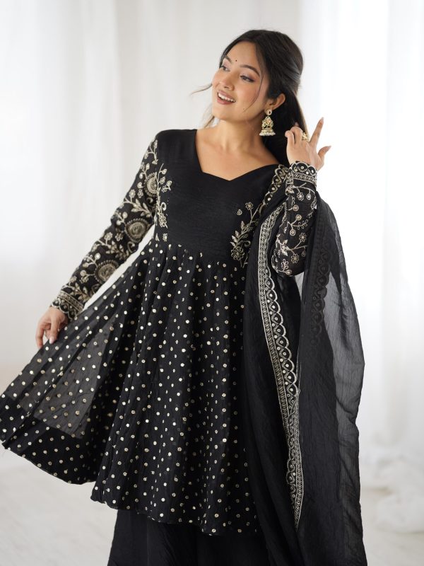 ZSR 3134 Black Crunchy Silk Salwar Suit Perfect for Wedding, Party, Sangeet, Anniversary, Housewarming Introductory Price ₹2399. Delivery 4-6 | Jump Suits, Salwar suit, Casual Suits, Creative suits, Designer Suits, Palazzo Suits, Party Wear Suits, Patiala Suits, Straight Suits