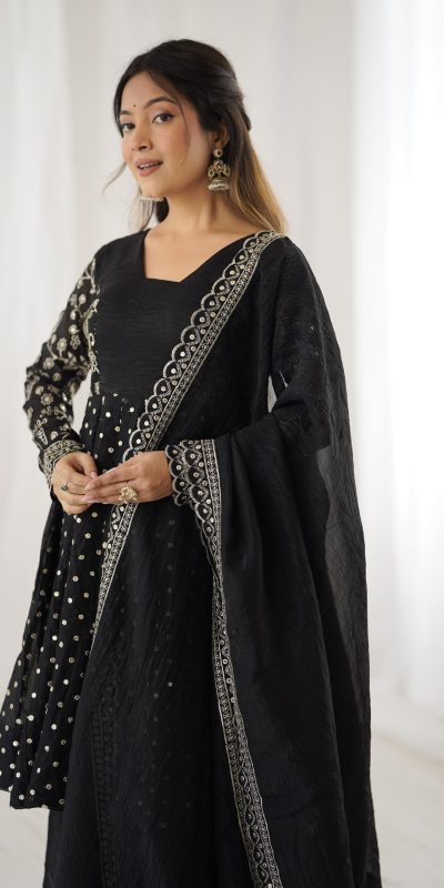 ZSR 3134 Black Crunchy Silk Salwar Suit Perfect for Wedding, Party, Sangeet, Anniversary, Housewarming Introductory Price ₹2399. Delivery 4-6 | Jump Suits, Salwar suit, Casual Suits, Creative suits, Designer Suits, Palazzo Suits, Party Wear Suits, Patiala Suits, Straight Suits