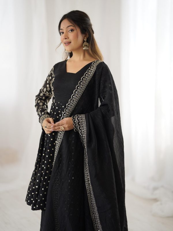 ZSR 3134 Black Crunchy Silk Salwar Suit Perfect for Wedding, Party, Sangeet, Anniversary, Housewarming Introductory Price ₹2399. Delivery 4-6 | Jump Suits, Salwar suit, Casual Suits, Creative suits, Designer Suits, Palazzo Suits, Party Wear Suits, Patiala Suits, Straight Suits