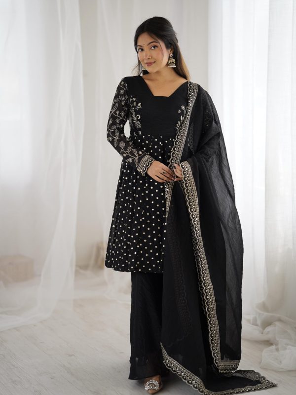 ZSR 3134 Black Crunchy Silk Salwar Suit Perfect for Wedding, Party, Sangeet, Anniversary, Housewarming Introductory Price ₹2399. Delivery 4-6 | Jump Suits, Salwar suit, Casual Suits, Creative suits, Designer Suits, Palazzo Suits, Party Wear Suits, Patiala Suits, Straight Suits