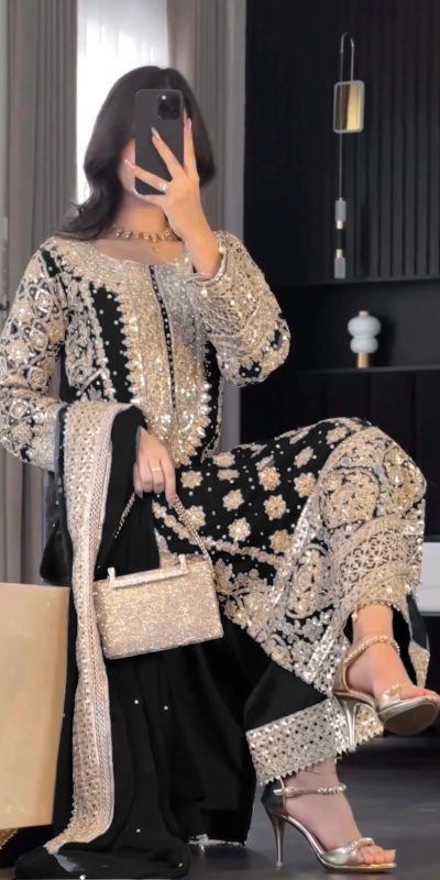 SR 1654 Maroon in Faux Georgette With Heavy Embroidery Sequence Work Wedding, Party, Festive, Events Special 4-6 Working Days At 2599/- Only | Jump Suits, Salwar suit, Casual Suits, Creative suits, Designer Suits, Palazzo Suits, Party Wear Suits, Patiala Suits, Straight Suits