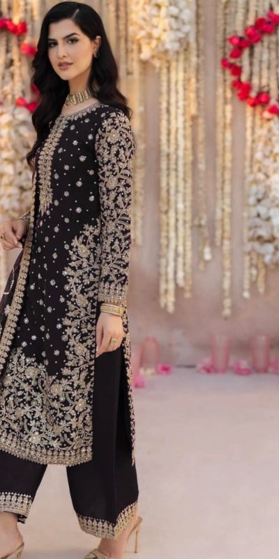 SRK 5238 Black Faux Georgette With 5mm Embroidery Sequence Work with Beads Work Wedding, Party, Festive, Events, 4-6 Working Days At 2399 | Jump Suits, Salwar suit, Casual Suits, Creative suits, Designer Suits, Palazzo Suits, Party Wear Suits, Patiala Suits, Straight Suits