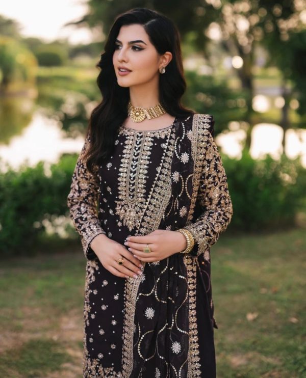 SRK 5238 Black Faux Georgette With 5mm Embroidery Sequence Work with Beads Work Wedding, Party, Festive, Events, 4-6 Working Days At 2399 | Jump Suits, Salwar suit, Casual Suits, Creative suits, Designer Suits, Palazzo Suits, Party Wear Suits, Patiala Suits, Straight Suits