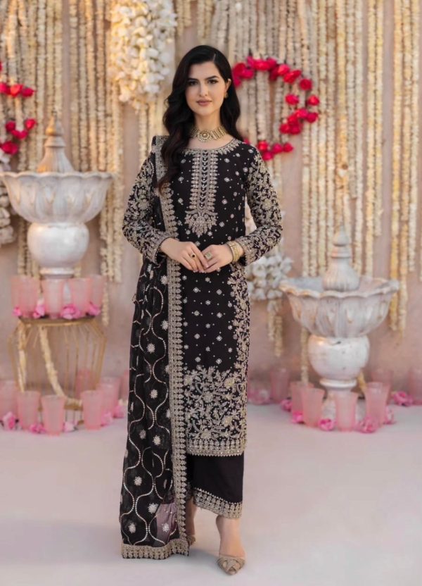 SRK 5238 Black Faux Georgette With 5mm Embroidery Sequence Work with Beads Work Wedding, Party, Festive, Events, 4-6 Working Days At 2399 | Jump Suits, Salwar suit, Casual Suits, Creative suits, Designer Suits, Palazzo Suits, Party Wear Suits, Patiala Suits, Straight Suits