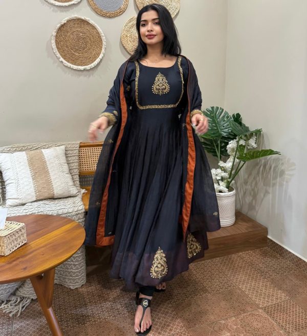 ZSR 3143 Black Heavy Fox Georgette With Embroidery Sequence Work Gown Perfect for Wedding, Party, Traditional Day, Diwali, Temple Visit At 1899 | Gowns, Bollywood Gowns, Creative Gowns, Designer Gowns, Embroidered Gowns, Party Wear Gowns