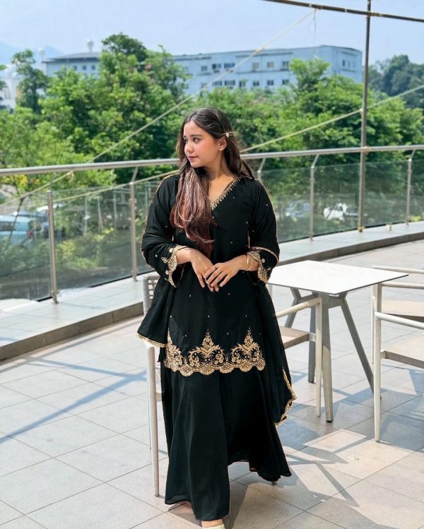 RTC 5852 Black Color Chinon Silk Thread Sequence Work Salwar Suit Casual, Wedding, Festive, Events . Expected Delivery  4-6 Working Days @2099/- only      | Jump Suits, Salwar suit, Casual Suits, Creative suits, Designer Suits, Palazzo Suits, Party Wear Suits, Patiala Suits, Straight Suits