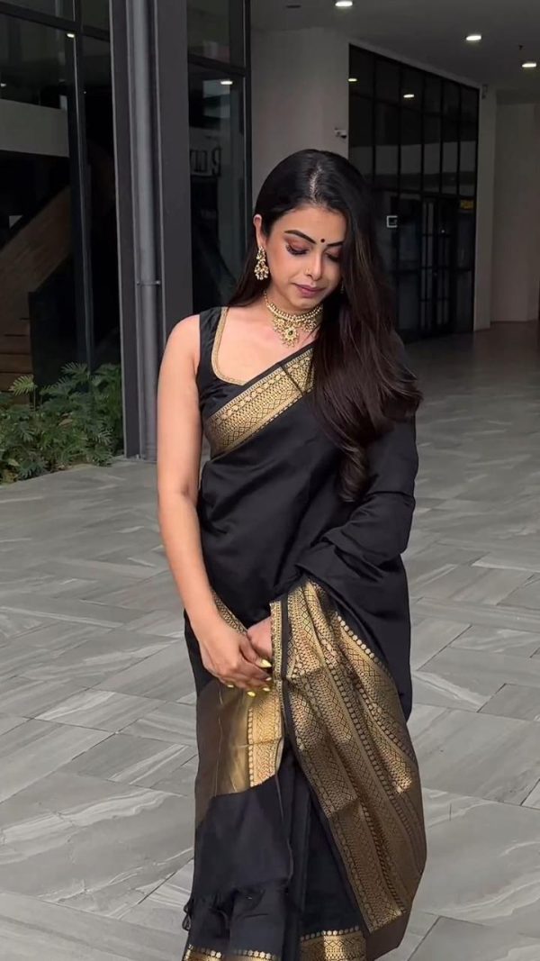 KP 5095 Black Color Jacquard With Designer Work All Over Saree . Exclusive Offer ₹1344. Delivery 4-6 Working Days. Shop now. | Sarees, Bollywood Sarees, Creative Sarees, Designer Sarees, Embroidered Sarees, Ethnic Saree, Modern Digital sarees, Party Wear Sarees